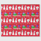 Funny Cute Kerstmis Snowmen Cadeaupapier (Vlak)