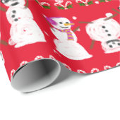 Funny Cute Kerstmis Snowmen Cadeaupapier (Rol Hoek)