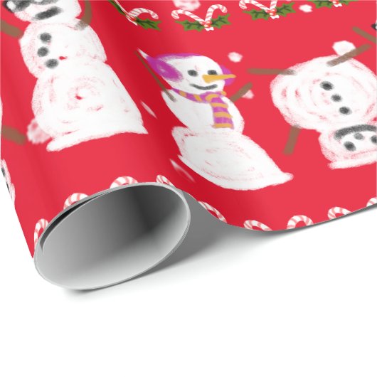Funny Cute Kerstmis Snowmen Cadeaupapier (Rol Hoek)