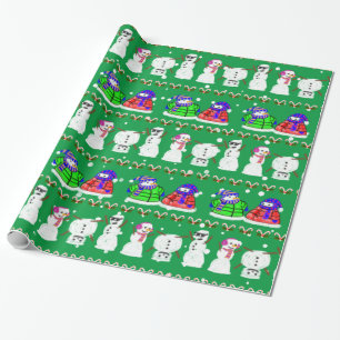 Funny Cute Kerstmis Snowmen Wrapping Paper Cadeaupapier