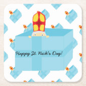 Funny Cute Kinder Art St. Nicholas Sinterklaas Kartonnen Onderzetters (Voorkant)