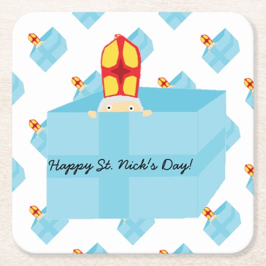 Funny Cute Kinder Art St. Nicholas Sinterklaas Kartonnen Onderzetters (Voorkant)