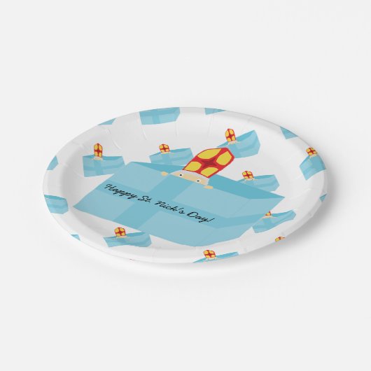 Funny Cute Kinder Art St. Nicholas Sinterklaas Papieren Bordje (Gekanteld)