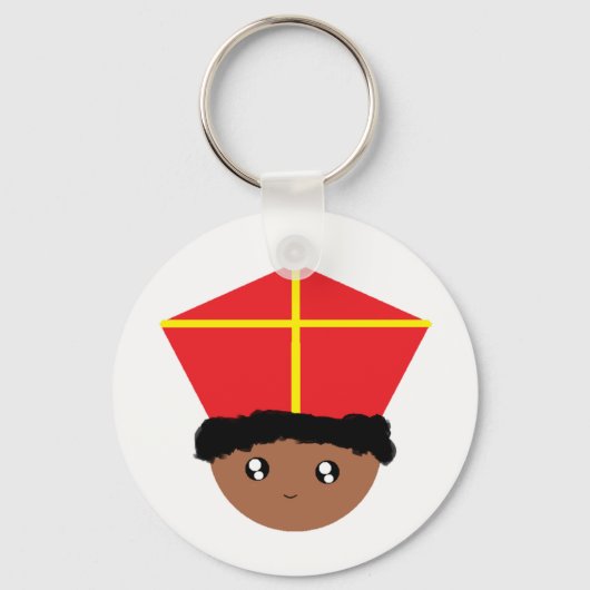 Funny Cute Kinder Art St. Nicholas Zwarte Piet Sleutelhanger (Voorkant)