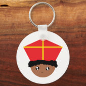 Funny Cute Kinder Art St. Nicholas Zwarte Piet Sleutelhanger (Voorkant)