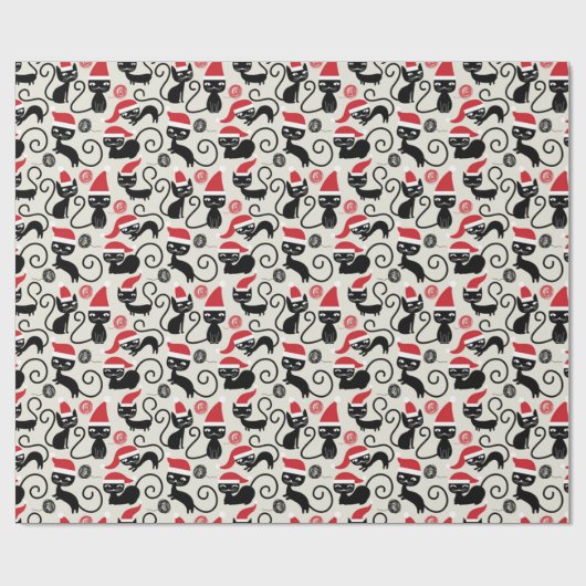 Funny Cute kittens die Kerstmis met de kerstman he Cadeaupapier (Vlak)