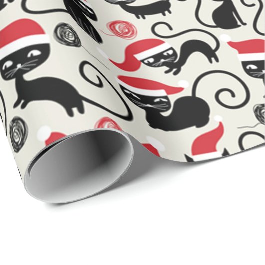 Funny Cute kittens die Kerstmis met de kerstman he Cadeaupapier (Rol Hoek)