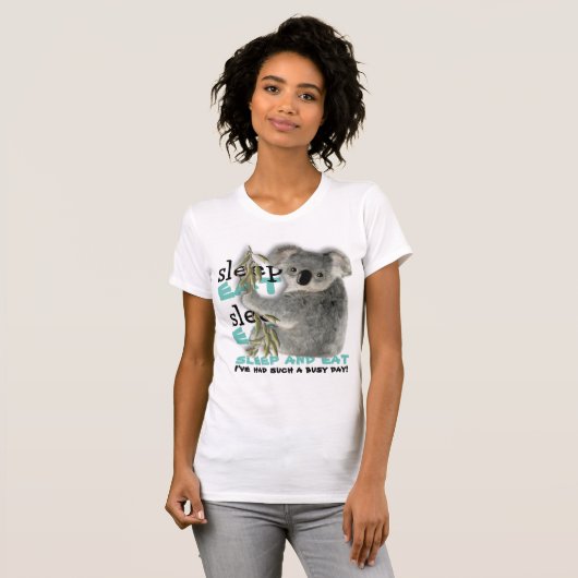 Funny Cute Koala Eat and Sleep T-shirt (Voorkant volledig)