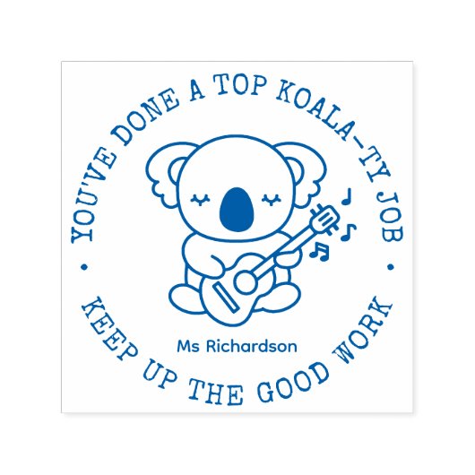 Funny Cute Koala Top Quality Job Teacher Piedere Zelfinktende Stempel (Design)