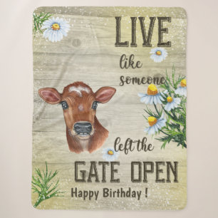 Funny Cute Koe Country Style Positive Quote Sherpa Deken