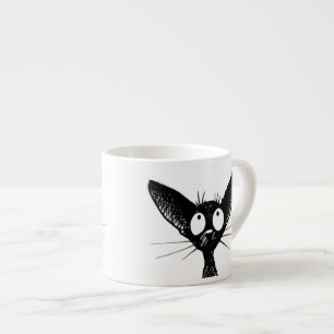 Funny Cute Little Black Cat Art Espresso Kop