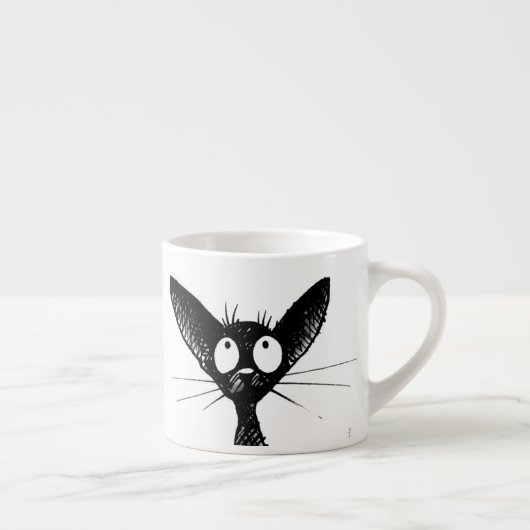 Funny Cute Little Black Cat Art Espresso Kop (Rechts)