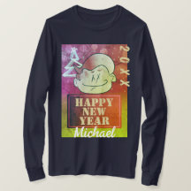 Funny Cute Little Cartoon Boy Happy Nieuwjaar