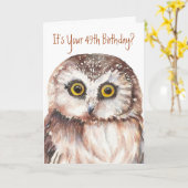 Funny-Cute Little Owl, 49th Birthday Card Kaart (Gele Bloem)
