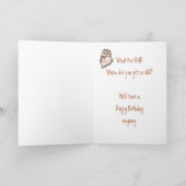 Funny-Cute Little Owl, 69th Birthday Card Kaart (Binnen)