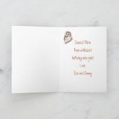 Funny-Cute Little Owl, 75th Birthday Card Kaart (Binnen)