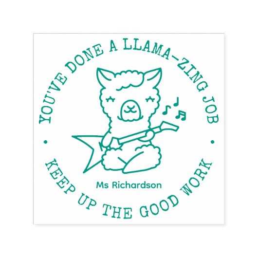 Funny Cute Llama Amazing Job Teacher Rewards Zelfinktende Stempel (Design)