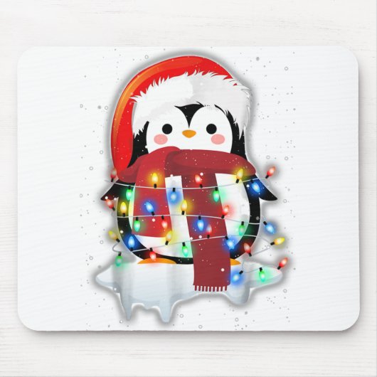 Funny Cute Merry Kerstmis Penguin Costume Muismat (Voorkant)