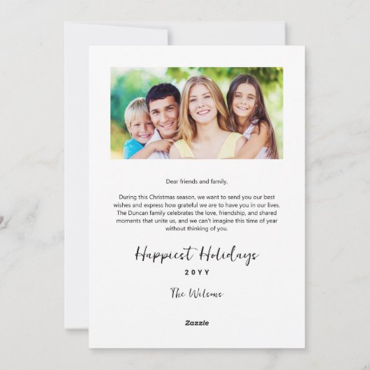 Funny Cute MInimalist Snowman Frosted Forest Feestdagenkaart (Achterkant)