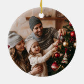 Funny Cute MInimalist Snowman Frosted Forest  Keramisch Ornament (Achterkant)