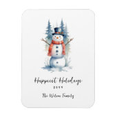 Funny Cute MInimalist Snowman Frosted Forest Magneet (Verticaal)