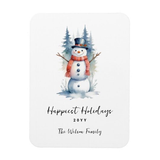 Funny Cute MInimalist Snowman Frosted Forest Magneet (Verticaal)