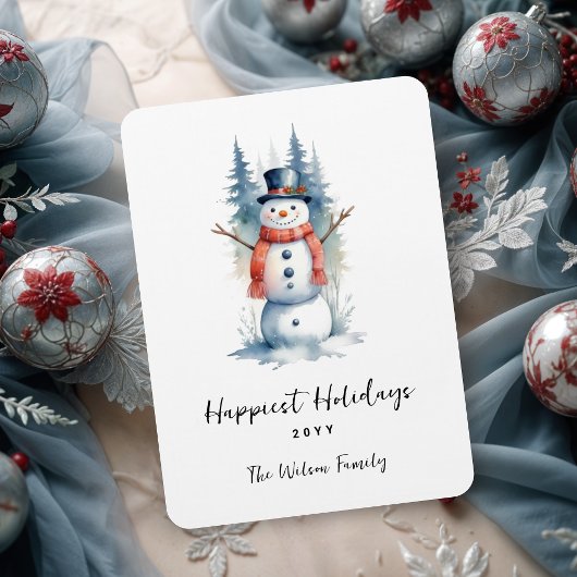 Funny Cute MInimalist Snowman Frosted Forest Magneet