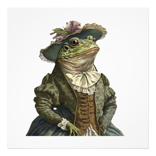Funny Cute Modern Elegant Dpress Frog on Foto Afdruk (Voorkant)