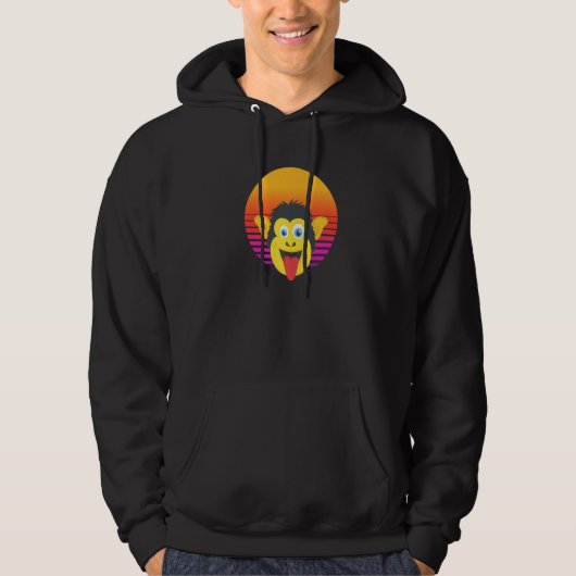 Funny Cute Monkey Chimpanzee Zoo Animal Face Retro Hoodie (Voorkant)