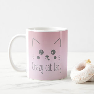 Funny Cute Monogram Crazy Cat Lady Blush Pink Koffiemok
