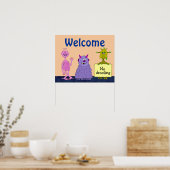 Funny Cute Monsters Welkom terug naar school Kinde Poster (Keuken)