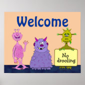 Funny Cute Monsters Welkom terug naar school Kinde Poster (Voorkant)