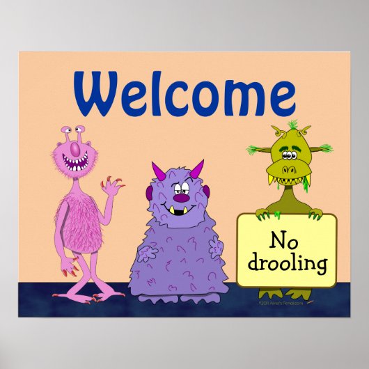 Funny Cute Monsters Welkom terug naar school Kinde Poster (Voorkant)