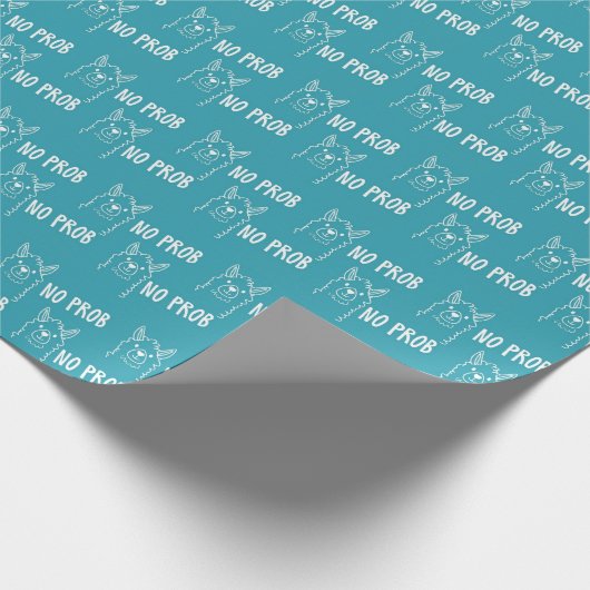 Funny Cute No Prob Llama Pattern Blue Cadeaupapier (Hoek)