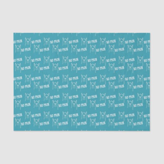 Funny Cute No Prob Llama Pattern Blue Tissuepapier (Voorkant)