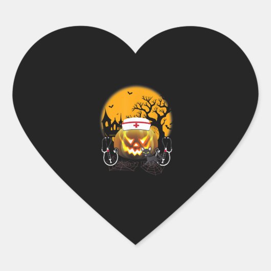 Funny Cute Nurse Costume Halloween Stethoscoop Pum Hart Sticker (Voorkant)