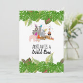 Funny & Cute Oerwoud Animals bij Party Wild One Kaart (Staand voorkant)