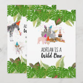 Funny & Cute Oerwoud Animals bij Party Wild One Kaart (Voorkant / Achterkant)