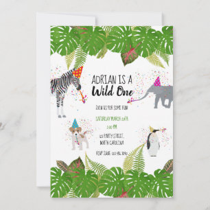 Funny & Cute Oerwoud Animals bij Party Wild One Kaart