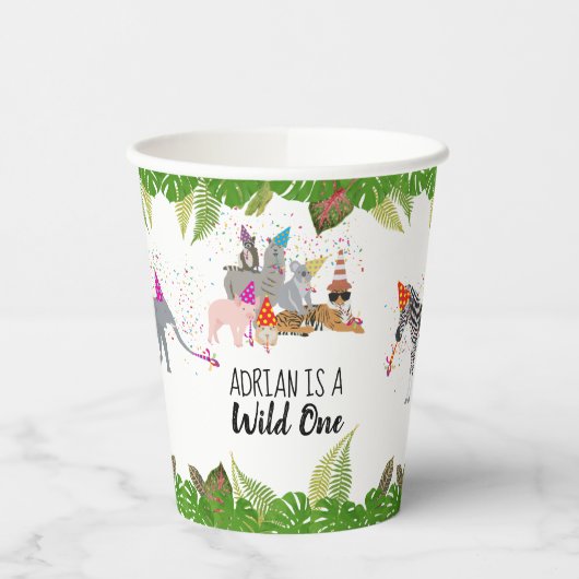 Funny & Cute Oerwoud Animals bij Party Wild One Papieren Bekers (Links)