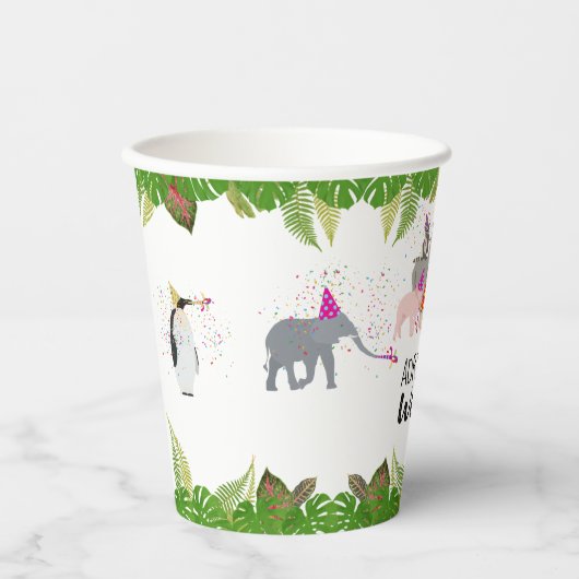 Funny & Cute Oerwoud Animals bij Party Wild One Papieren Bekers (Voorkant)