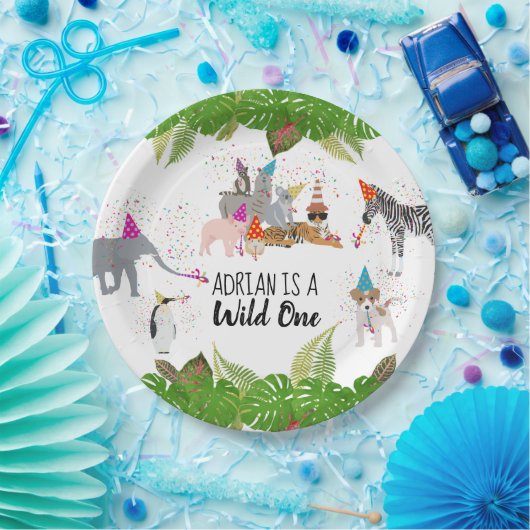 Funny & Cute Oerwoud Animals bij Party Wild One Papieren Bordje (Feest)