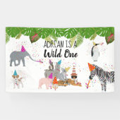 Funny & Cute Oerwoud Animals bij Party Wild One Spandoek (Horizontaal)