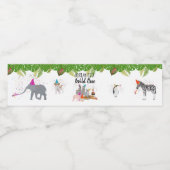 Funny & Cute Oerwoud Animals bij Party Wild One Waterfles Etiket (Enkel label)