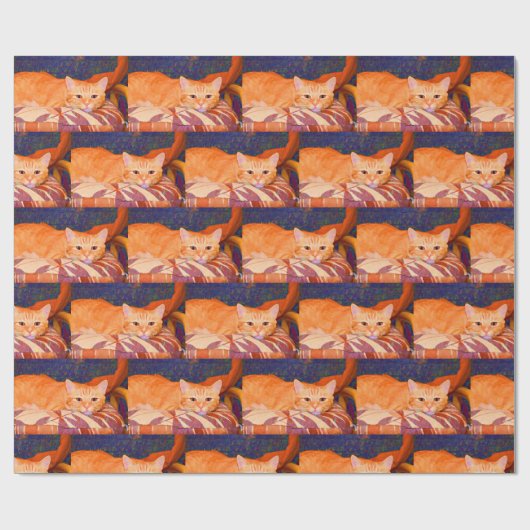 Funny Cute Oranje Tabby Cat Cadeaupapier (Vlak)