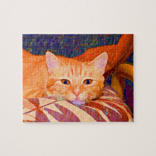 Funny Cute Oranje Tabby Cat Legpuzzel (Horizontaal)