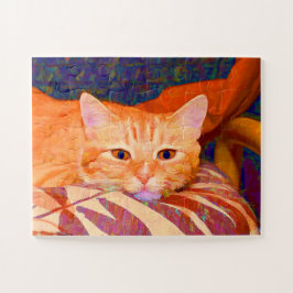 Funny Cute Oranje Tabby Cat Legpuzzel