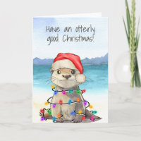 Funny Cute Otter-kerstkaart