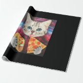 Funny Cute Outer Space Galaxy Cat Meme Pizza Taco Cadeaupapier (Uitgerold)