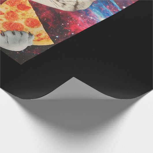 Funny Cute Outer Space Galaxy Cat Meme Pizza Taco Cadeaupapier (Hoek)